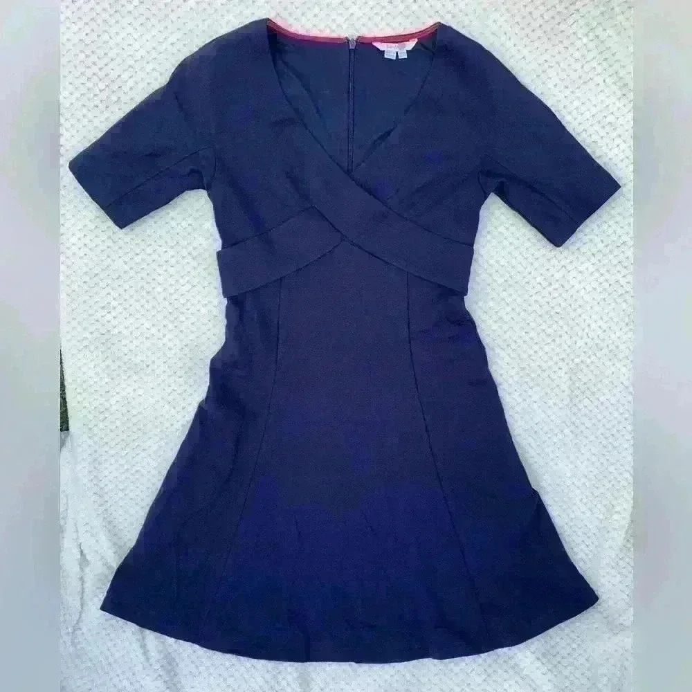 Boden Navy flowy dress sz 4 office business casual wedding guest minimalist